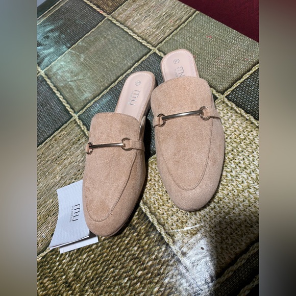 Miu Miu Shoes - Musshoe Beige Suede Slip-On Loafers